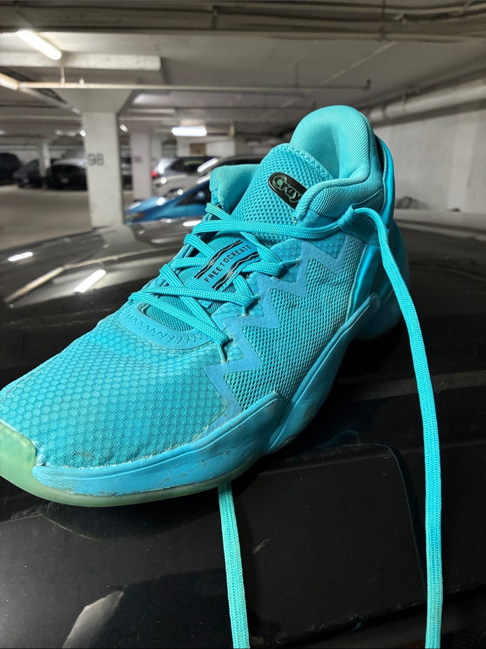 adidas Men’s Running Sneakers — Bright Turquoise with Dark Blue Accents